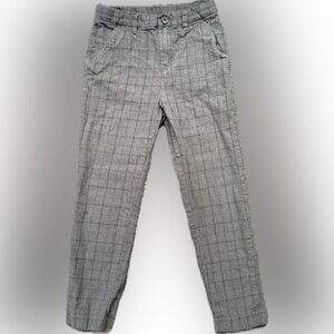 H&M Kids Grey Checked Trousers Pants, Boys Size 7